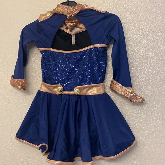 Weissman dance costume blue sequin Boogie Woogie Bugle Boy 10772 Child IC 7/8 - Picture 3 of 9